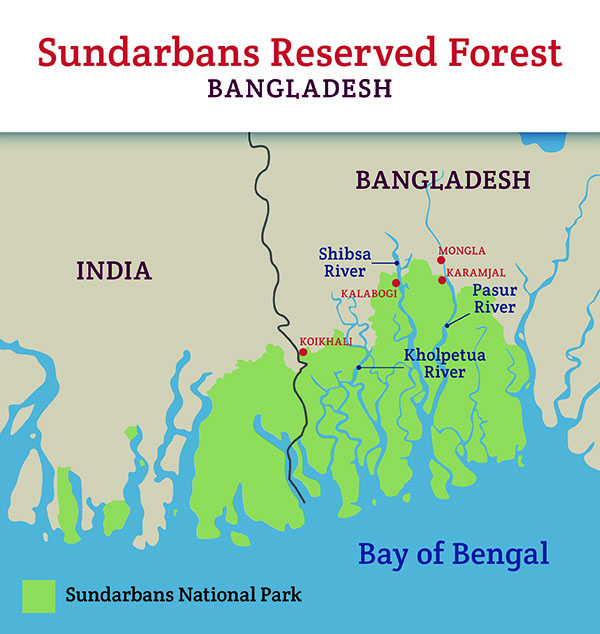 map of the sundarbands reserve forest
