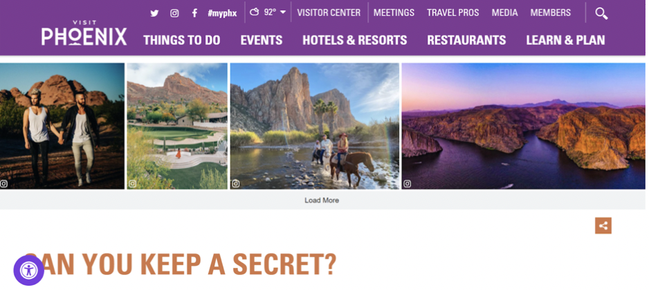 Visit Phoenix Website: Tourism digital marketing 