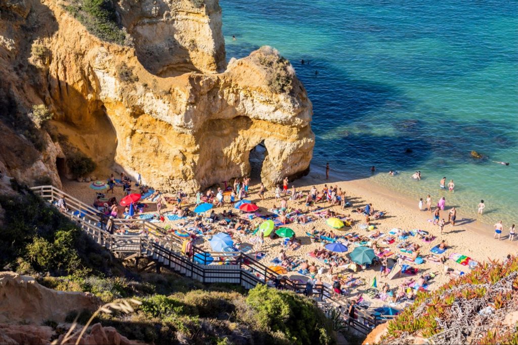 crowded beach in portugal