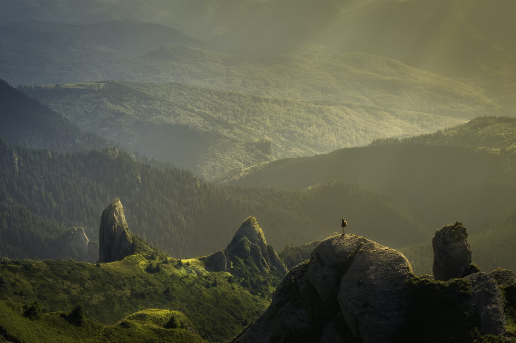 travel sustainably by hiking beautiful mountain vistas 