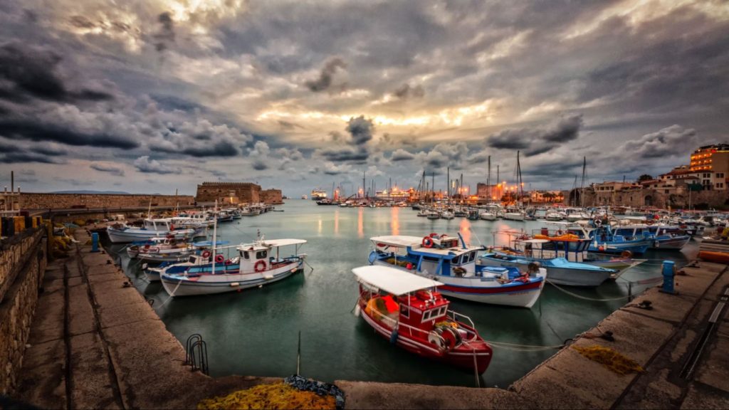 Fishing boats parked in Iraklio, Greece is a form of pescatourism