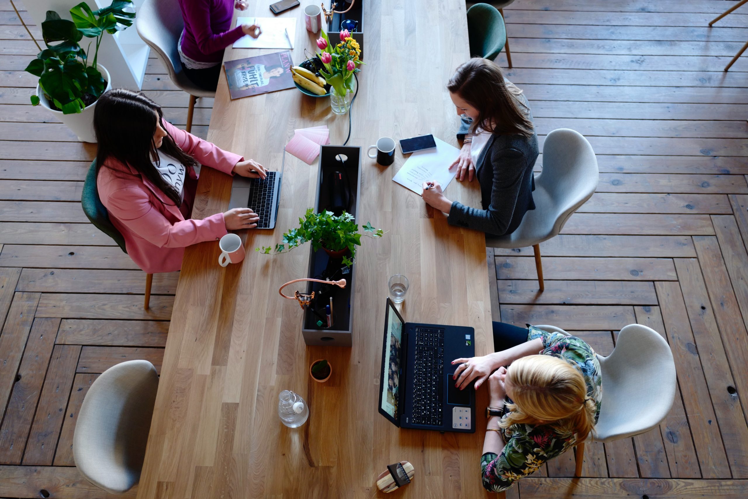 virtual tourism internship cohort members working remotely in a coworking space